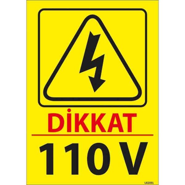 110 V Uyarı Levhası