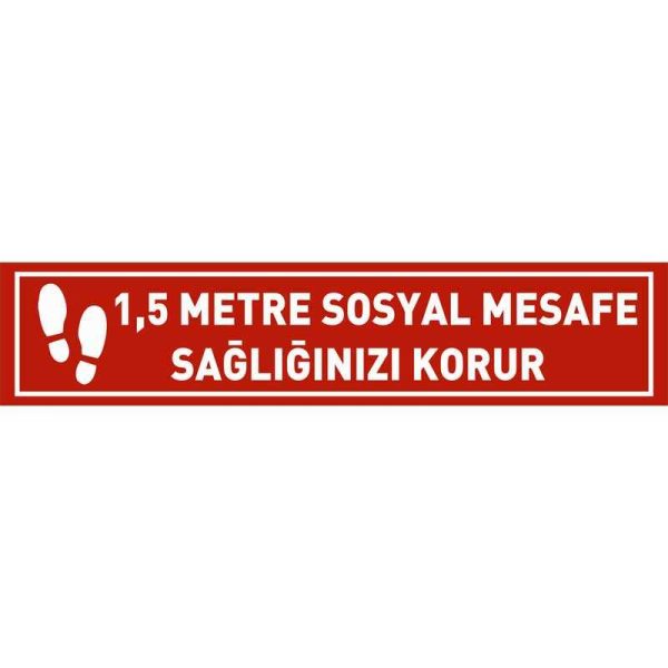 1,5 Metre Sosyal Mesafe Sağlığınızı Korur Ayak İzi Yer Etiketi Şerit 70 cm U21086