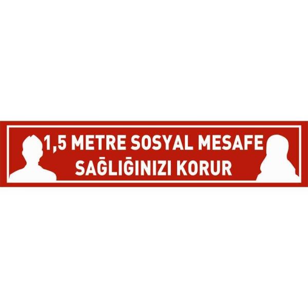1,5 Metre Sosyal Mesafe Sağlığınızı Korur Yer Etiketi İnsan Figürlü Şerit 70 cm U21087