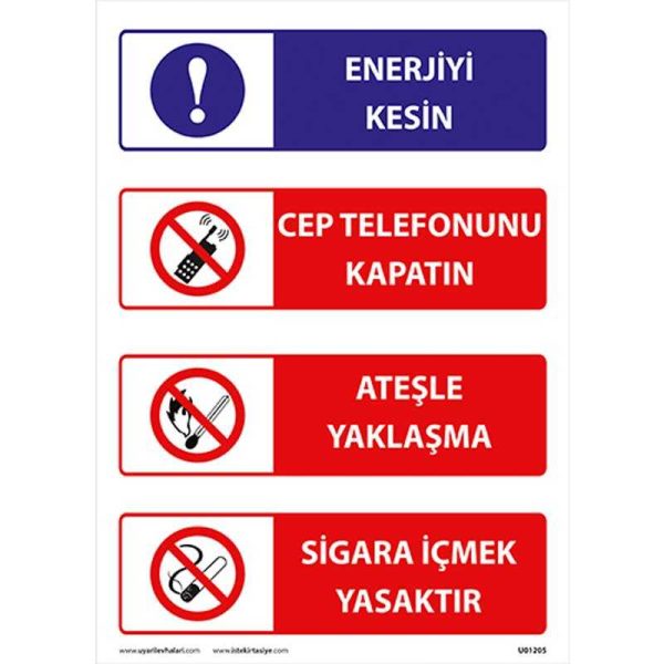 Enerjiyi Kes Uyarı Levhası