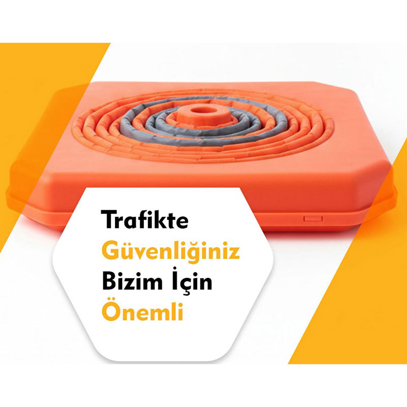 Katlanır Trafik Konisi Çift Reflektif 75 Cm Işıklı