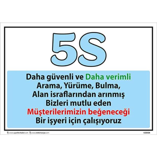 5S Daha Güvenli ve Daha Verimli Uyarı Levhası
