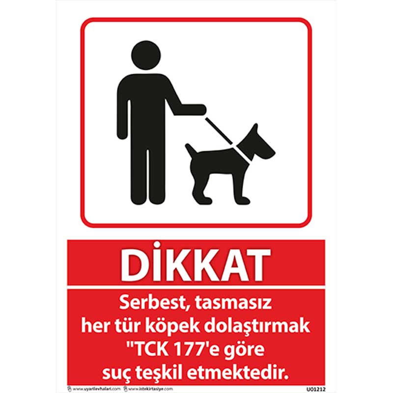 Tasmasız Köpek Gezdirmek Yasaktır Uyarı Levhası