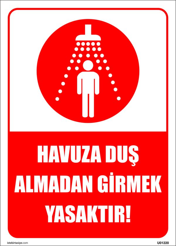 Havuza Duş Almadan Girmek Yasaktır! Uyarı Levhası