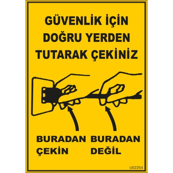 Fişi Doğru Yerden Tutarak Çekiniz Uyarı Levhası