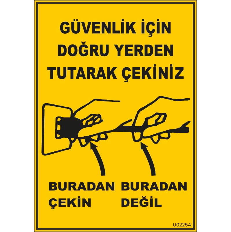 Fişi Doğru Yerden Tutarak Çekiniz Uyarı Levhası