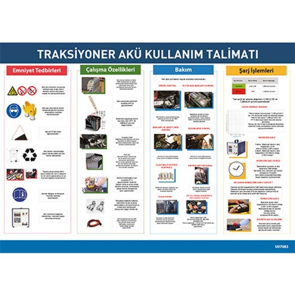 Traksiyoner Akü Kullanım Talimatı Uyarı Levhası