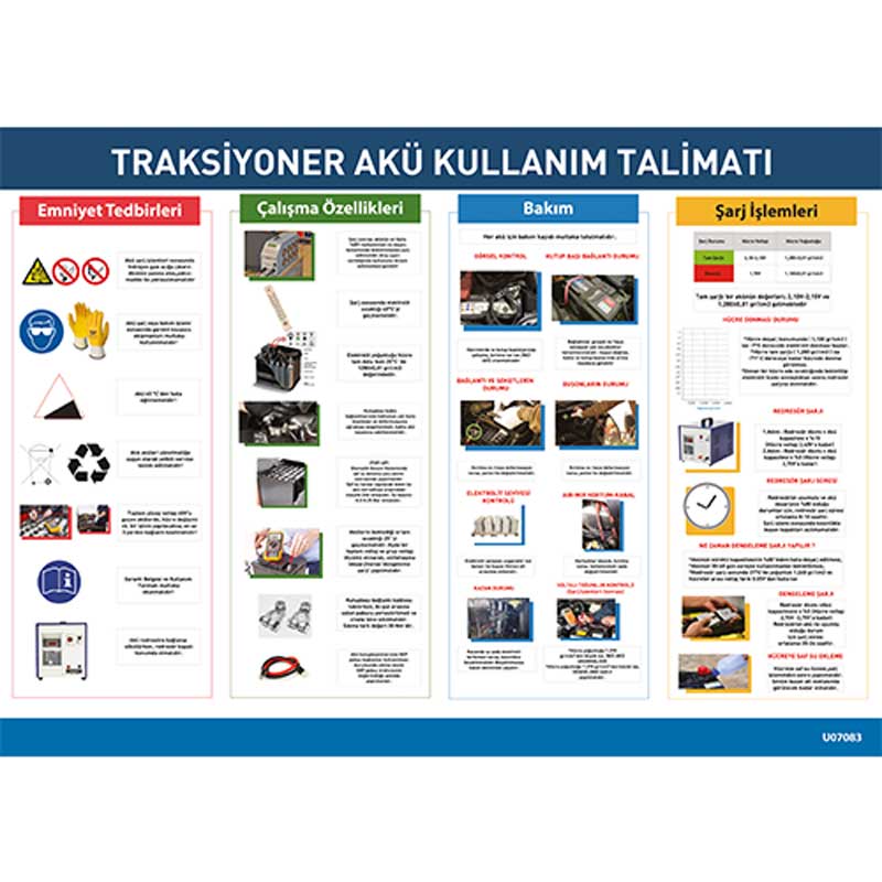 Traksiyoner Akü Kullanım Talimatı Uyarı Levhası