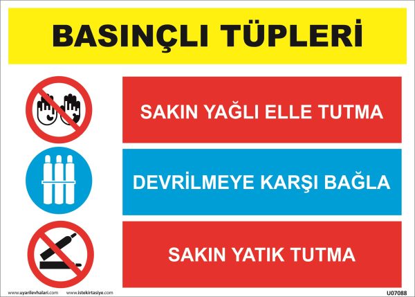 Basınçlı Tüpleri Kullanma Talimatı Uyarı Levhası