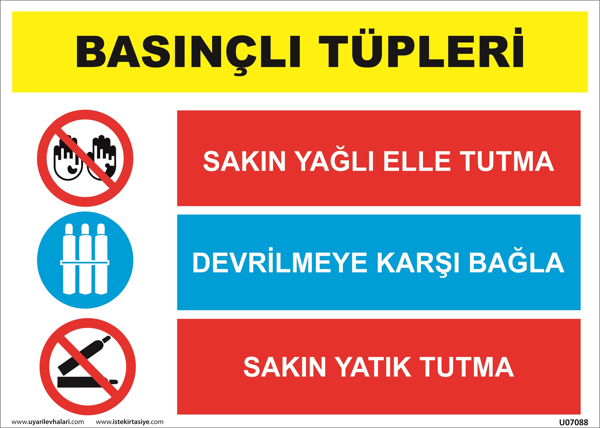 Basınçlı Tüpleri Kullanma Talimatı Uyarı Levhası