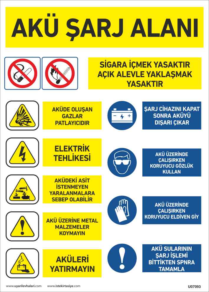 Akü Şarj Alanı Talimatı Uyarı Levhası