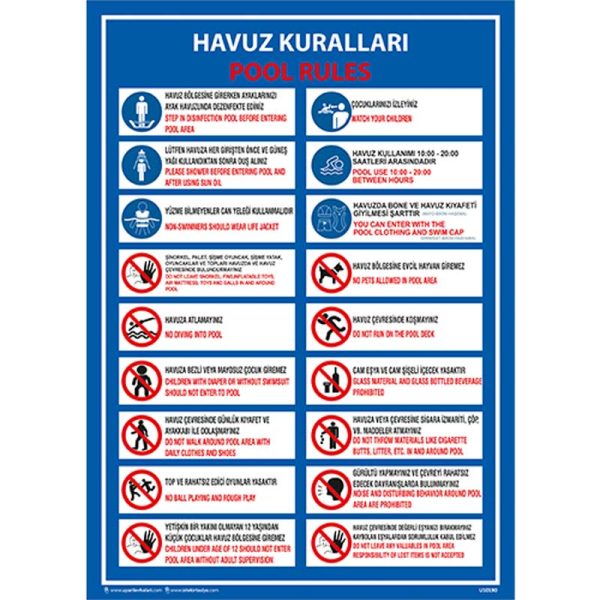 Havuz Kuralları Uyarı Levhası
