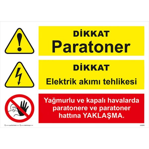 Dikkat Paratoner Uyarı Levhası