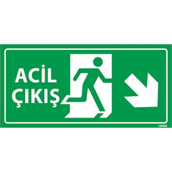 Acil Çıkış Levhası Sağ Çapraz Aşağı Yön