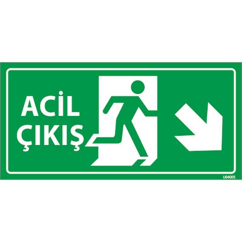 Acil Çıkış Levhası Sağ Çapraz Aşağı Yön
