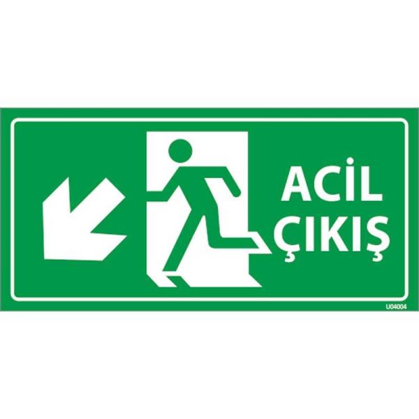 Acil Çıkış Levhası Sol Çapraz Aşağı Yön