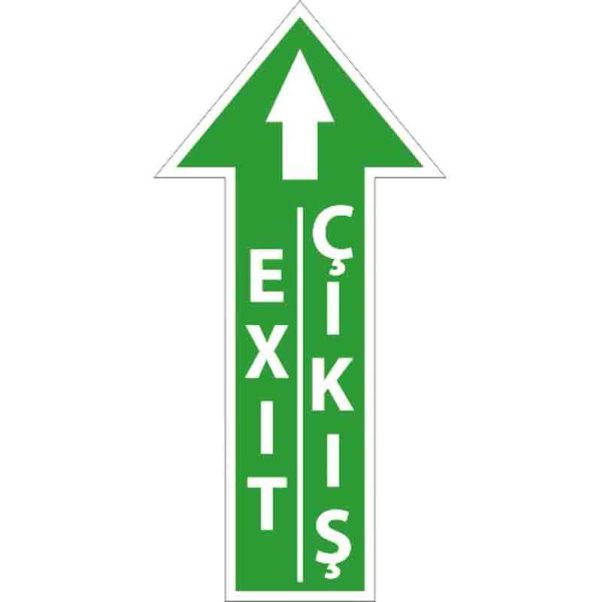 Acil Çıkış Yönü Yer Etiketi Fosforlu 35x17