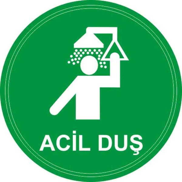 Acil Duş Yer Etiketi 30 cm Çap Fosforlu