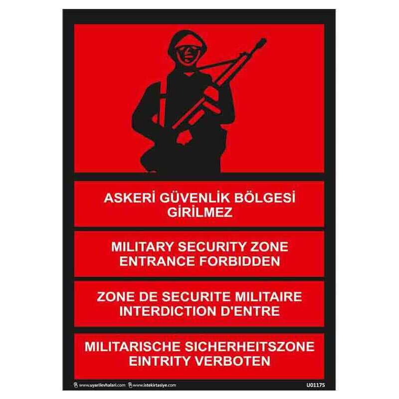 Askeri Güvenlik Bölgesi Girilmez Uyarı Levhası U01175