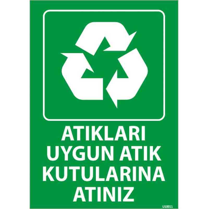 Atıkları Uygun Atık Kutusuna Atınız Uyarı Levhası