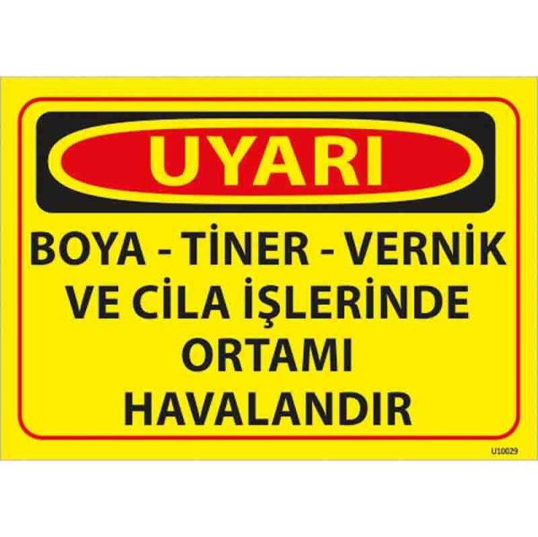 Boya İşlerinde Ortamı Havalandır Uyarı Levhası