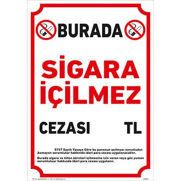 Burada Sigara İçilmez Uyarı Levhası