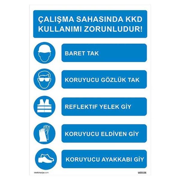 Çalışma Sağasında KDD Kullanılması Zorunludur Uyarı Levhası