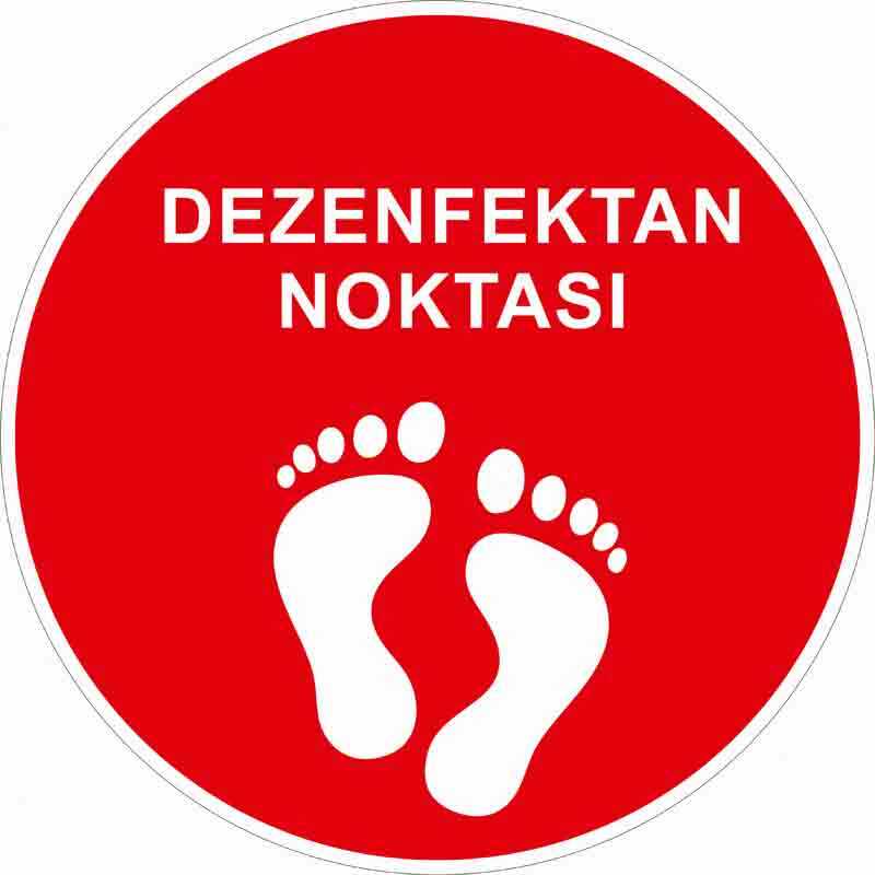 Dezenfektan Noktası Yer Etiketi Kırmızı 30 cm U21073