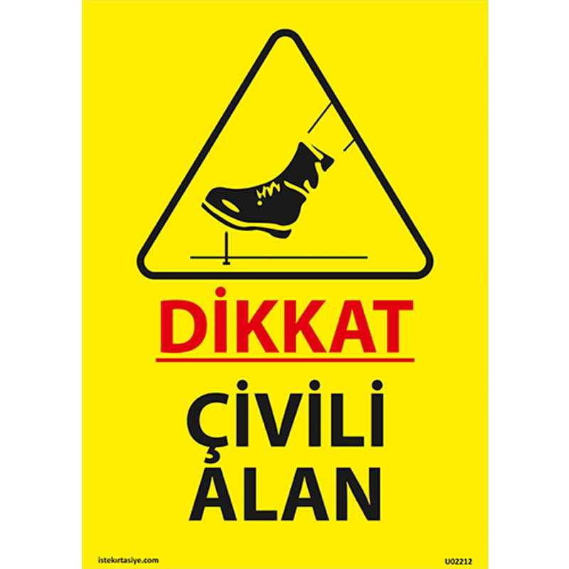 Dikkat Çivili Alan Uyarı Levhası