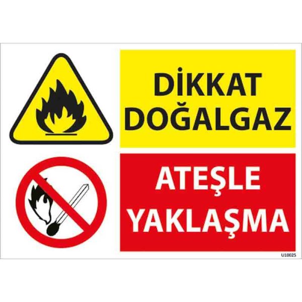 Dikkat Doğalgaz Tip 3 Uyarı Levhası