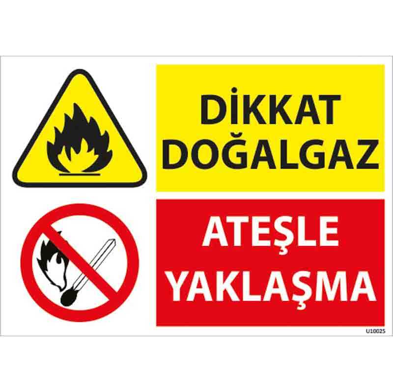Dikkat Doğalgaz Tip 3 Uyarı Levhası