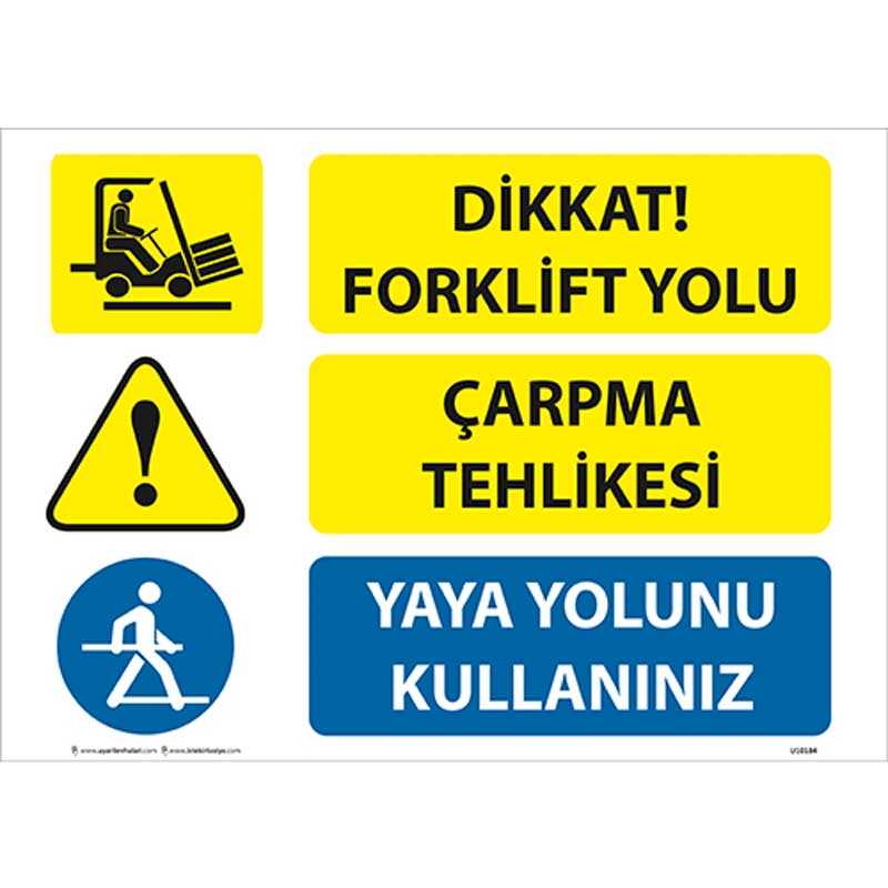 Dikkat Forklift Yolu Uyarı Levhası