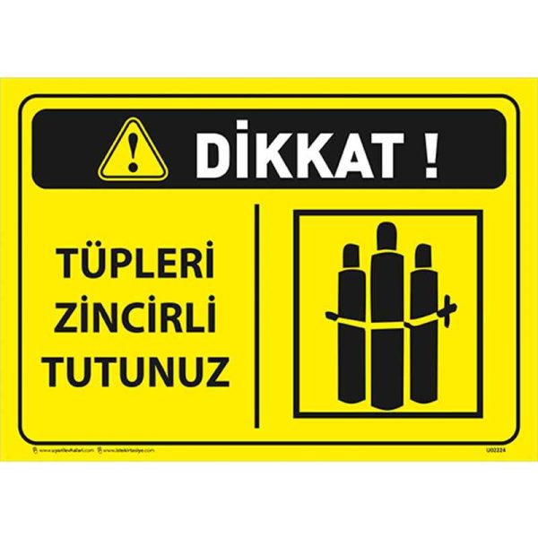 Dikkat Tüpleri Zincirli Tutunuz Uyarı Levhası