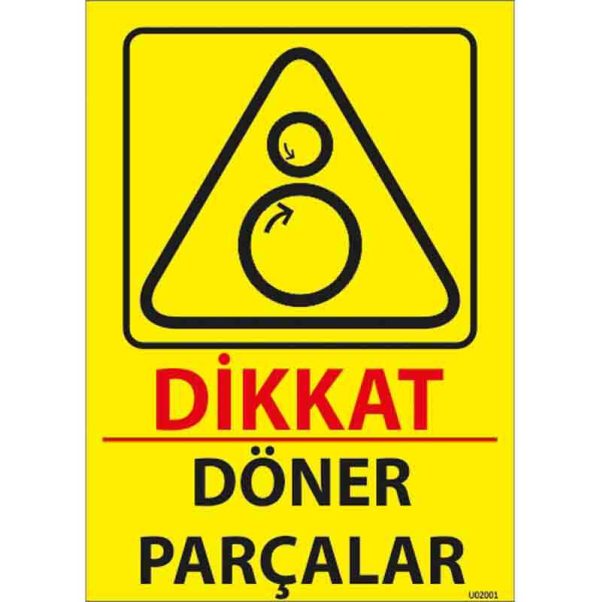 Döner Parçalar Uyarı Levhası