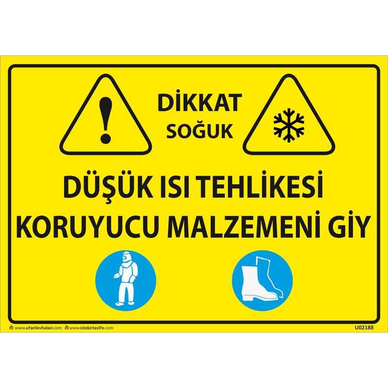 Düşük Isı Tehlikesi Koruyucu Malzemelerini Giy Uyarı Levhası