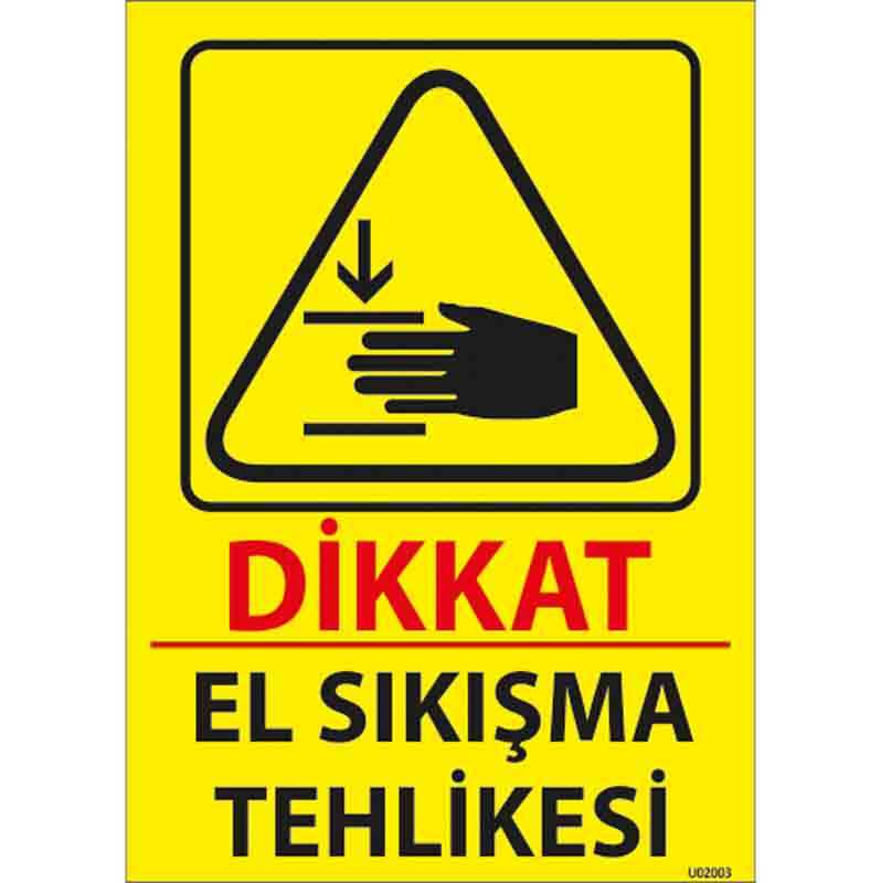 El Sıkışma Tehlikesi Uyarı Levhası