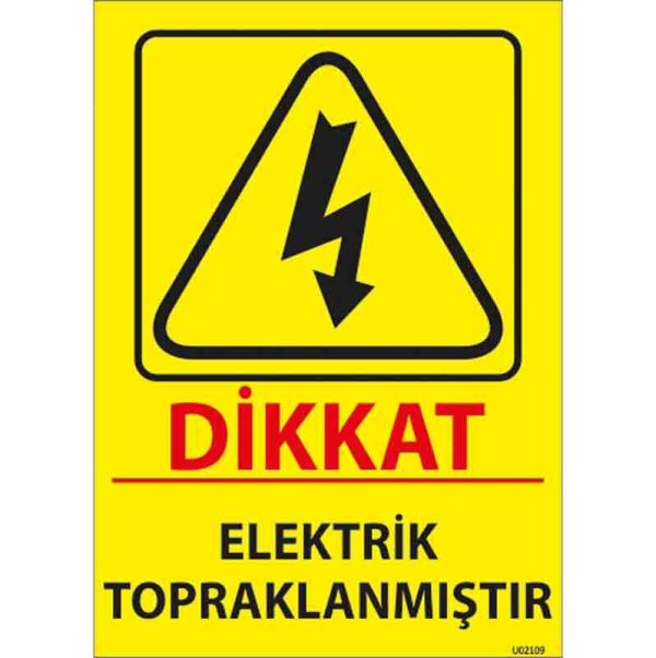 Elektrik Topraklanmıştır Uyarı Levhası