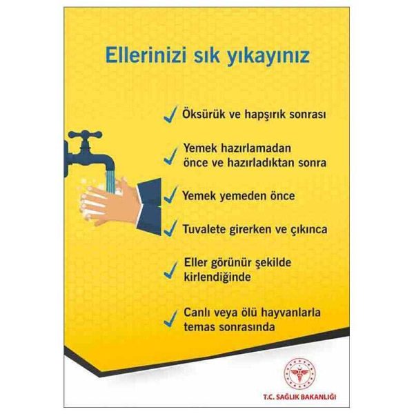 Ellerinizi Sık Sık Yıkayın Uyarı Levhası