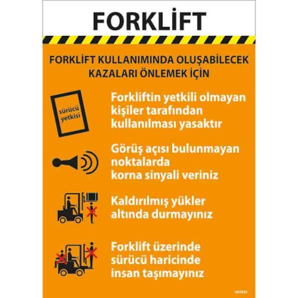 Forklift Talimatı Uyarı Levhası