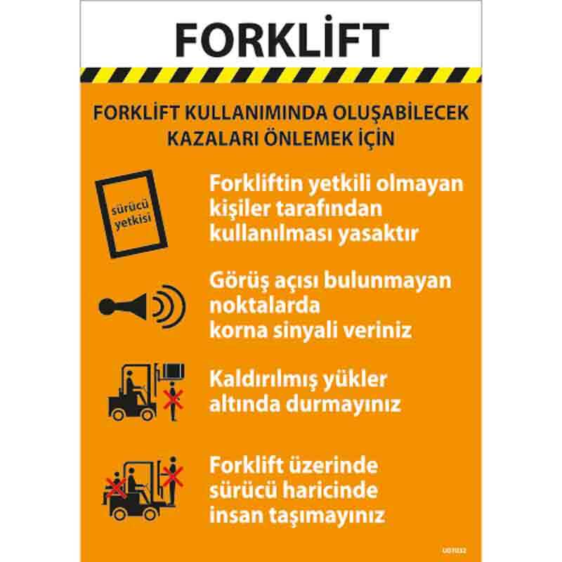 Forklift Talimatı Uyarı Levhası