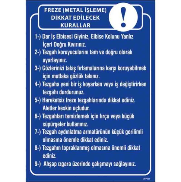 Freze Talimatı Uyarı Levhası