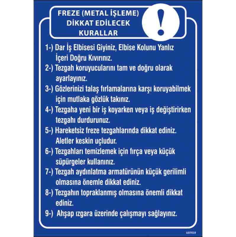 Freze Talimatı Uyarı Levhası