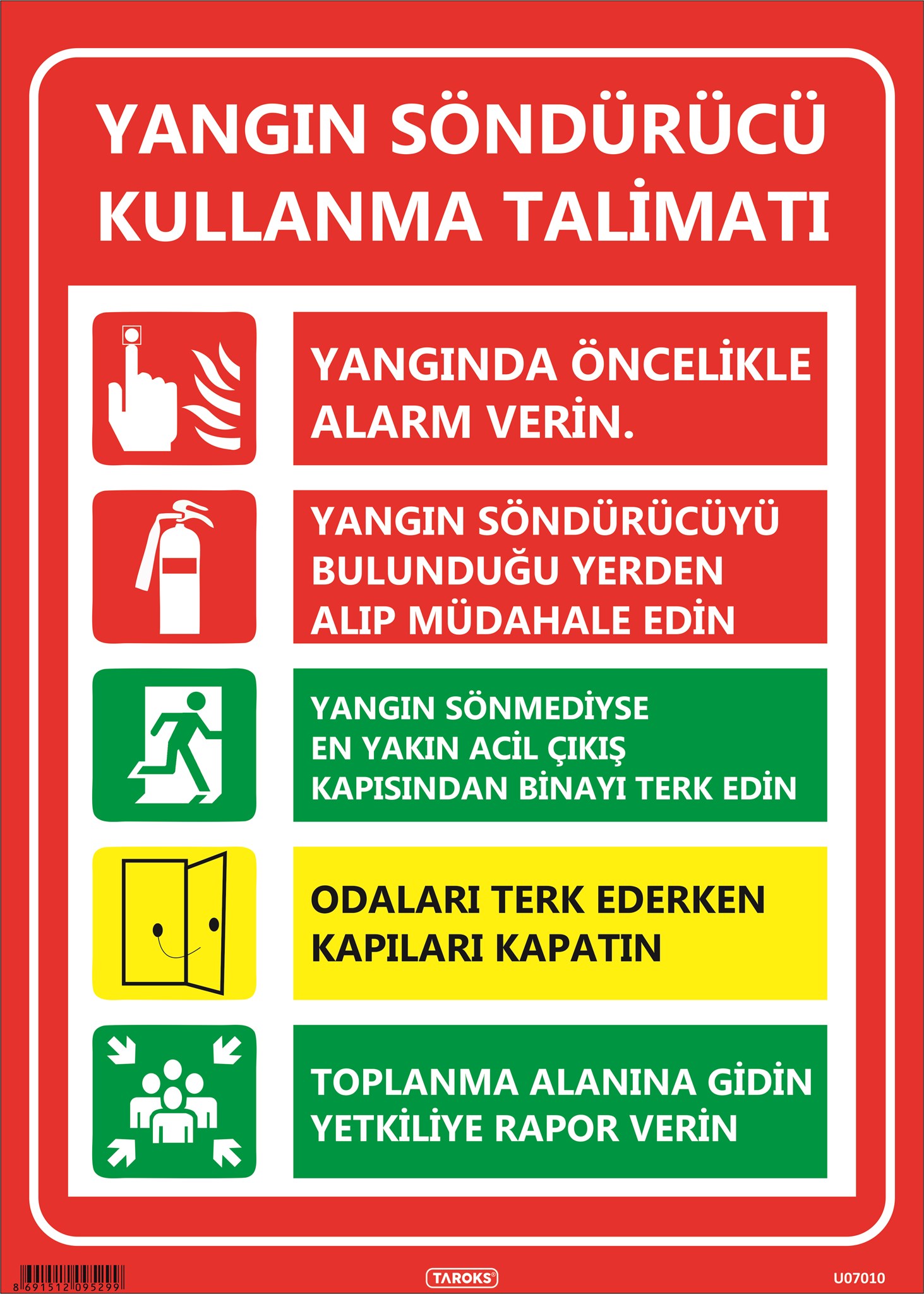 Alternatif Yangın Söndürücü Kullanma Talimatı Uyarı Levhası