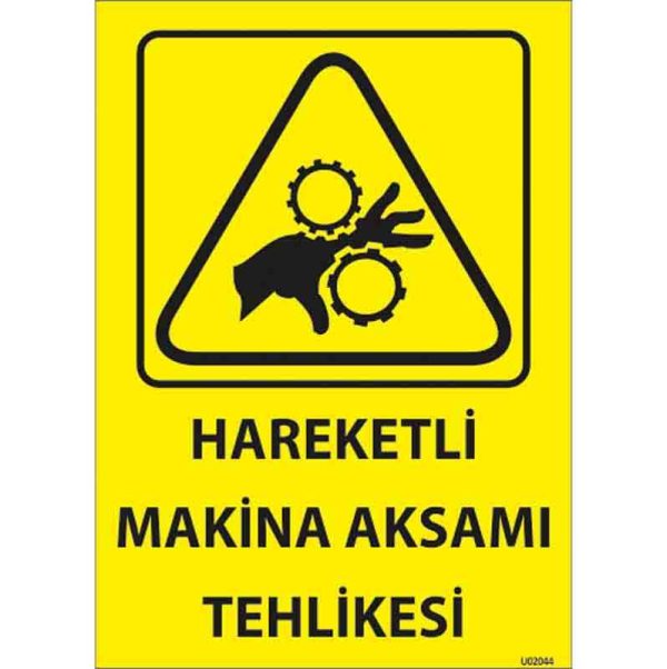 Hareketli Makina Aksamı Tehlikesi Uyarı Levhası