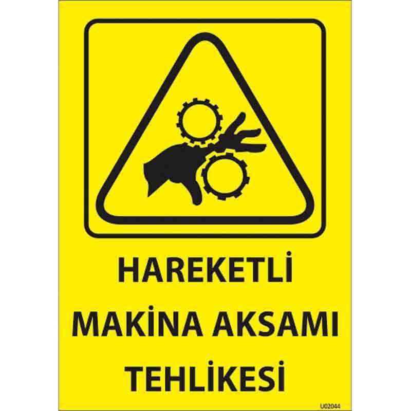 Hareketli Makina Aksamı Tehlikesi Uyarı Levhası