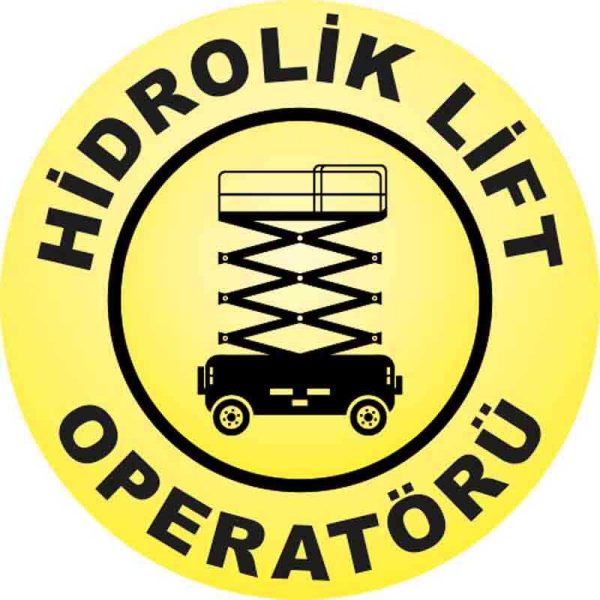 Hidrolik Lift Operatörü Baret Etiketi 3 Cm Çap