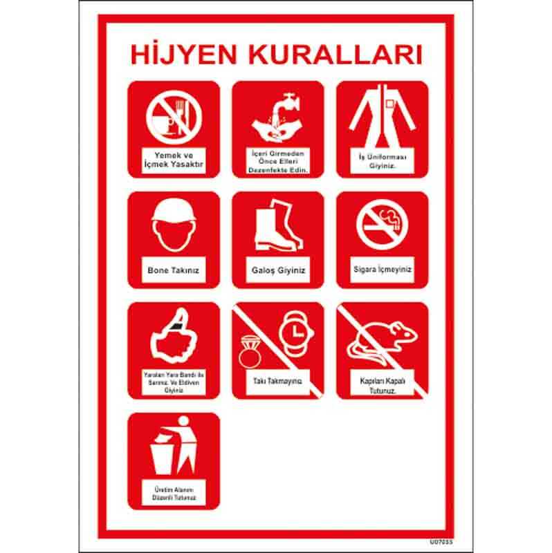 Hijyen Kuralları Talimatı Uyarı Levhası