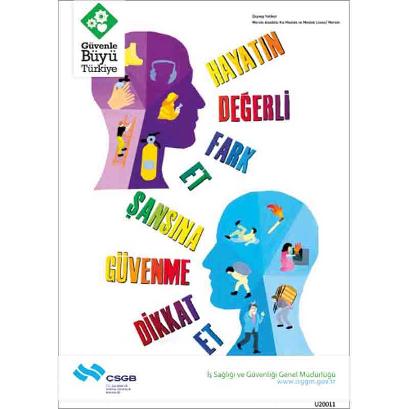İş Güvenliği Afişi - Hayatın Değerli Fark Et Şansına Güvenme Dikkat Et