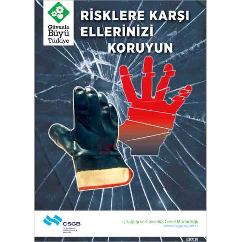 İş Güvenliği Afişi - Risklere Karşı Ellerinizi Koruyun