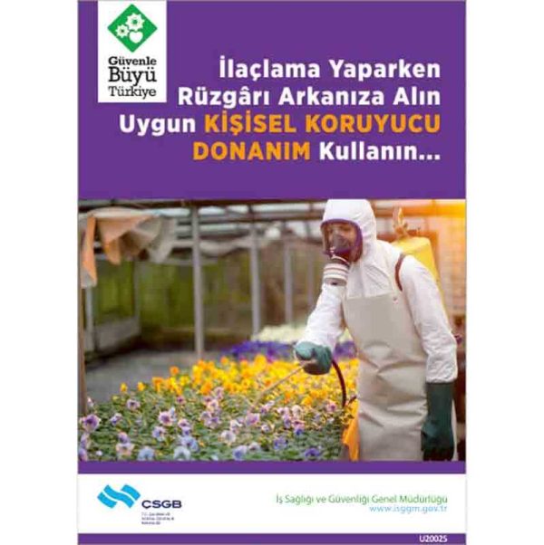 İş Güvenliği Afişi - İlaçlama Yaparken Rüzgarı Arkanıza Alın